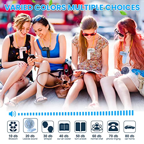 3- in- 1 Tragbarer Ventilator, Leichter Halsventilator mit Schlinge, USB wiederaufladbarer Make- up- Ventilator für stilvolle Mädchen/ Frauen/ Männer/ Haustiere/ Indoor Outdoor-6