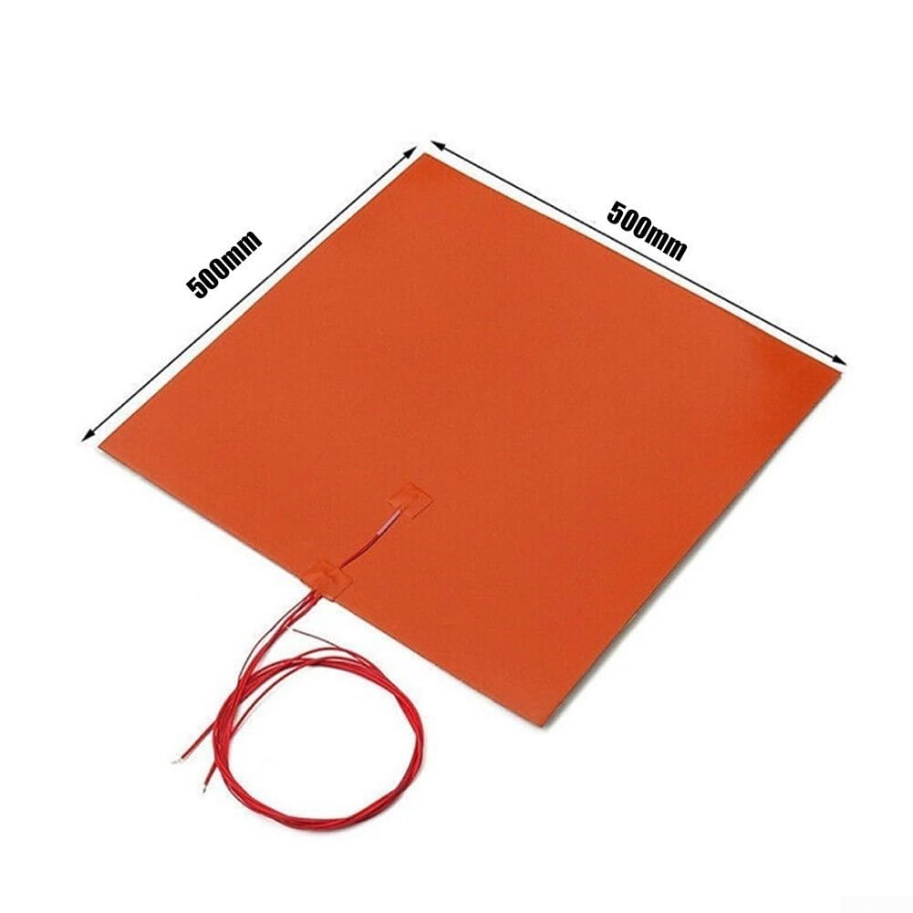 500 x 500 mm 220 V 1400 W Silikon-Heizkissen, Gummi-Heizmatte, beheizte Bettplatte, flexibel, wasserdicht, 3D-Drucker