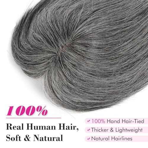 REECHO Hair Toppers - 10 Inch Real Human Hair with Bangs
