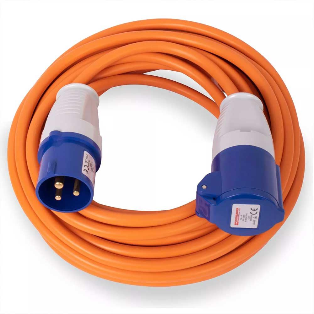 Heavy Duty Caravan Hook Up Cable, 15M Extension Lead Cable, 16 Amp Cable 240V Camping Extension Lead, High Visibility Orange - Perfect for Campervans & Motorhomes (15M) — view 8
