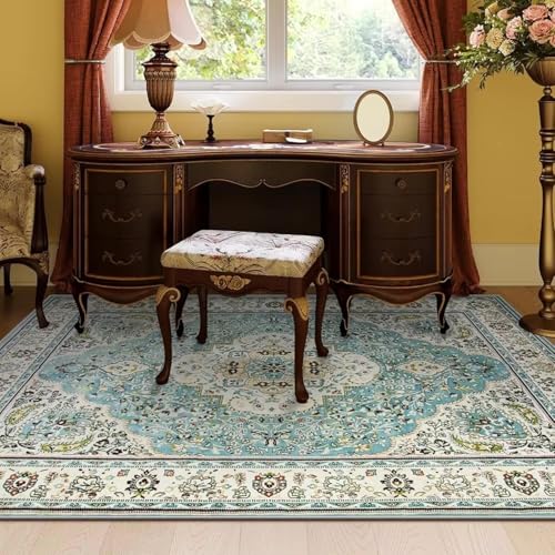 Tapis antidérapant lavable à motif floral 150x210 cm pour salon et chambre - 4