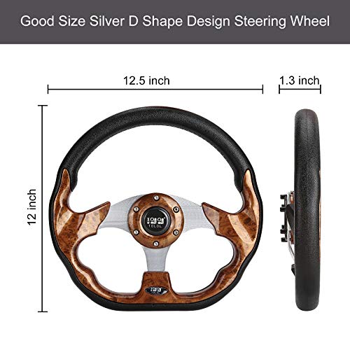 10L0L Golf Cart Steering Wheel For Ezgo Txt/Rxv/Valor, Club Car Ds/Precedent/Onward/Tempo And Yamaha Golf Carts, Brown #TOP3