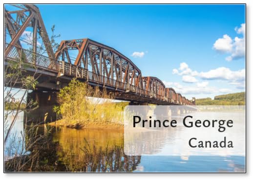 Railway Bridge Over The Fraser River in Prince George British Columbia Canada, Fridge Magnet