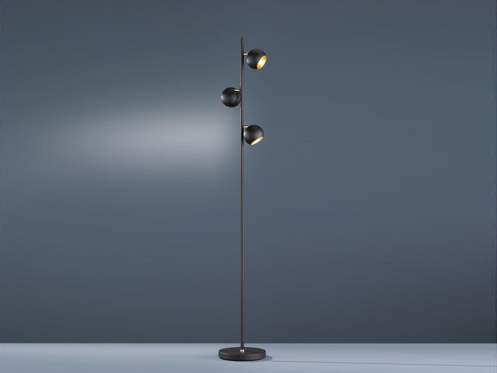 Trio Leuchten Dakota - Lampada a stelo, in metallo, colore: nero opaco/oro