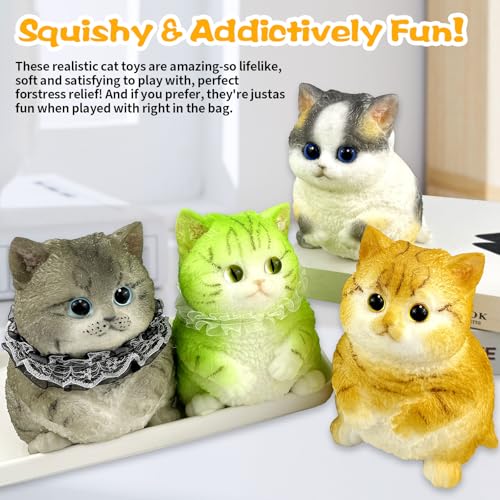 Image of Big Hand Painted Cat Squishy Toys,Large Cute Ultra Soft Kitty Squeeze Fidget Toys for Stress Relief ,Kawaii Squishies Sticky Animal Toys for Adults Kids,Decompression Sensory Balls Toys (PMJB)