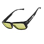 Sleep ZM Blue Light Blocking Glasses for Women + Men - Better Sleep + Anti Eye Strain Protection - Computer Screens & Gaming - Large Black Fit over - DaytimeMax Yellow Lens