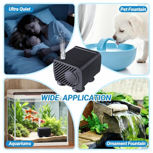 Image of GOZILLA Mini Submersible Water Pump, Ultra Quiet Pump (5W,300L /H,79GPH) for Terrarium, Aquarium,Fish Tank,Tabletop Fountain and Pet Fountain.
