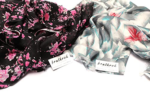 Image of Women's Trendy floral Printed Rayon Stoles Multicolour (Pack of 2)