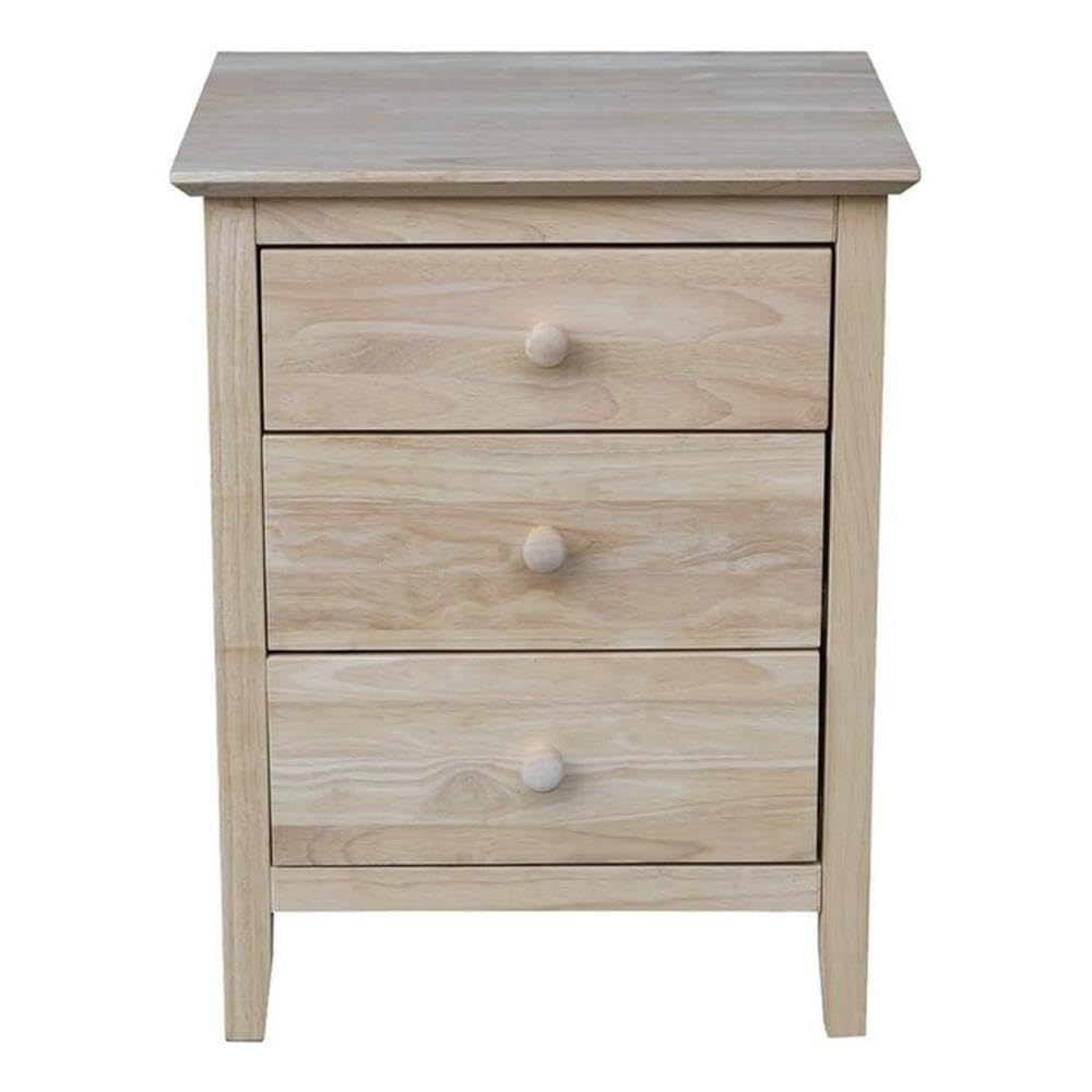 Solid Wood Bedroom Nightstand with 3 Drawers