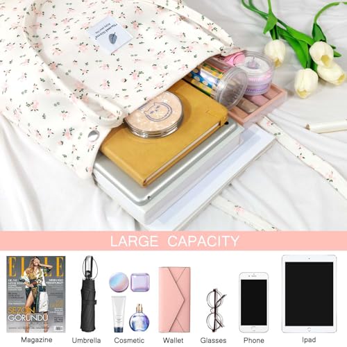 Image of Ayieyill Corduroy Tote Bag for Women Canvas Shoulder Cord Purse with Inner Pocket