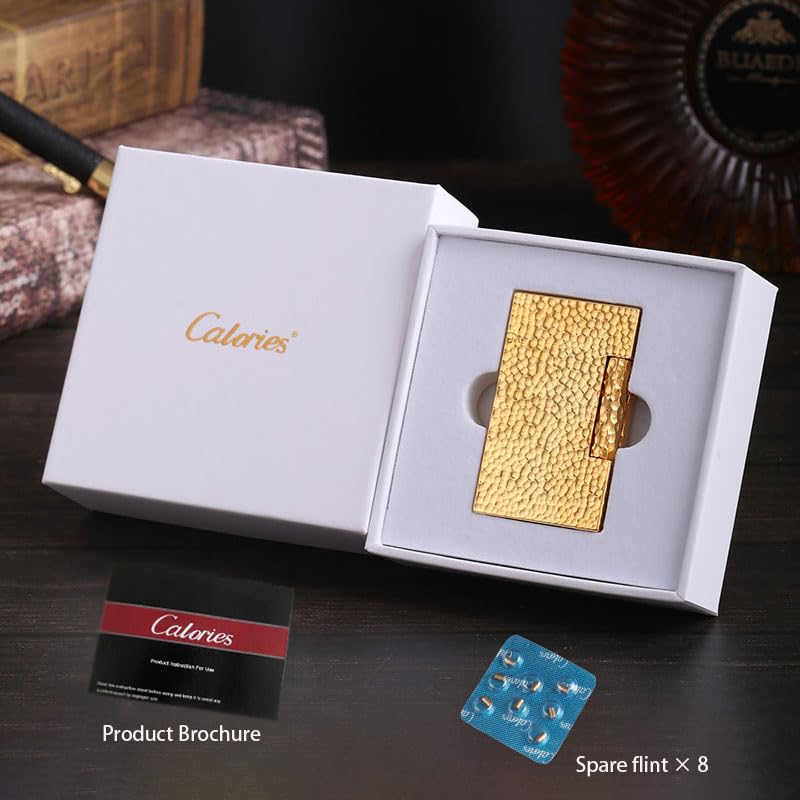 Encendedor clásico de latón con textura martillada y encendido lateral miniatura 4