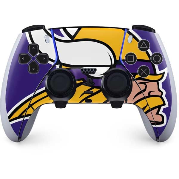 Skinit Decal Gaming Skin Compatible with PS5 DualSense Edge Pro Controller - Officially Licensed NFL Minnesota Vikings Retro Logo Design