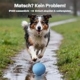 Pet Prime Robuster elektrischer Hundeball mit unregelmäßigem Rollen & farbigen Lichtern - Kaubeständiger ETPU Fußball, schnelles Aufladen, IPX65 wasserdicht - Lustiges interaktives Hundespielzeug