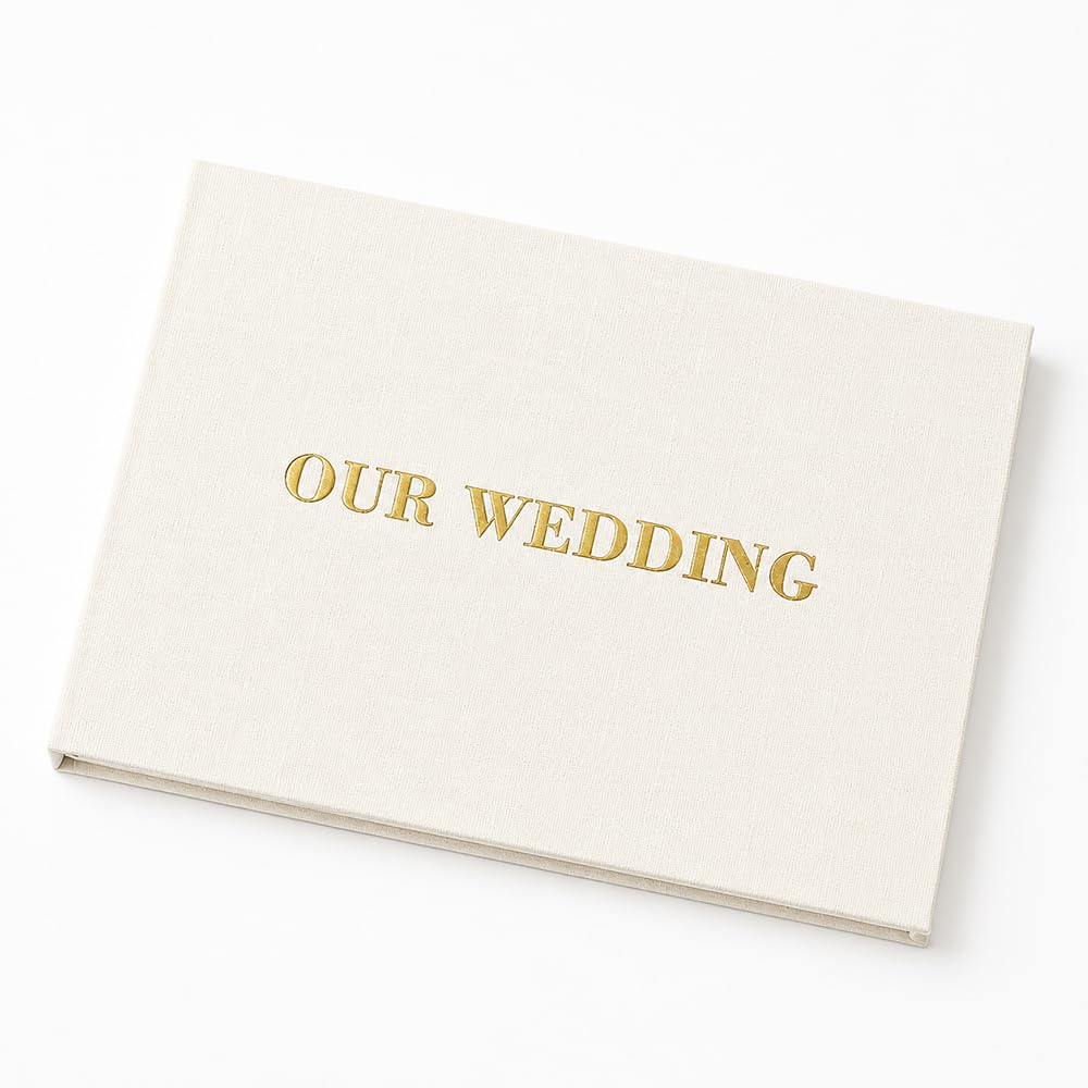 Our Wedding - Goldfolie | Luxuriöses Hochzeits-Videobuch aus Leinen, 17,8 cm (7 Zoll) IPS-Display, 4 GB Speicher, wiederaufladbarer Akku, bis zu 3 Stunden HD-Videospeicher, Hochzeitsandenken