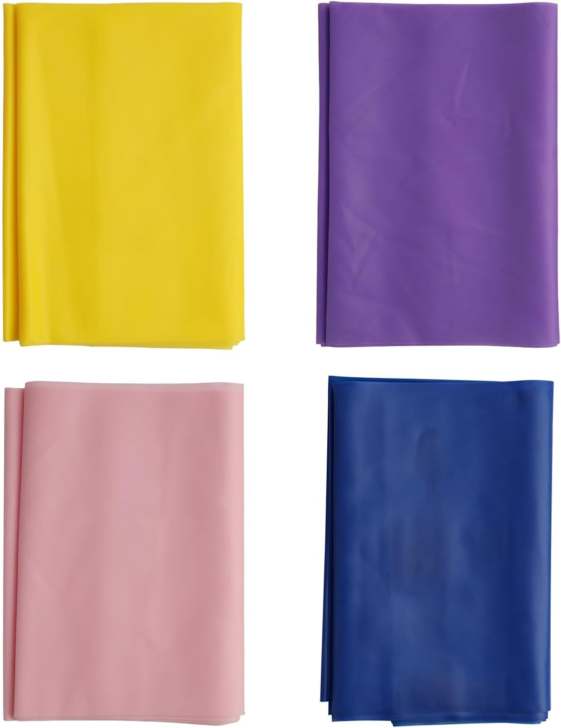 Bandas Elásticas de Fitness [Set de 4] de 1.5M – Cintas Elásticas con 4 Niveles de Resistencia para Entrenamiento de Fuerza, Yoga, Pilates,musculacion en casa Rosa, Azul, Amarillo y Morado