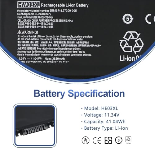 Image of HW03XL Laptop Battery for HP Pavilion 15-EG 15-EG1025CL 15-EG1053CL 15-EH 15-EH1254NG 17-CN 17-CN0065CL 17-CN0023DX 17-CN0053CL 15T-EG 15Z-EH 17-CP 17S-CU 17T-CN 17Z-CP Series L97300-005 HSTNN-IB90