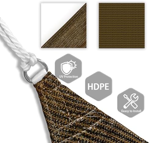 Patio Paradise 13' x 13' Brown Sun Shade Sail Quadrangle Canopy - Permeable UV Block Fabric Durable Outdoor - Customized Available — view 2