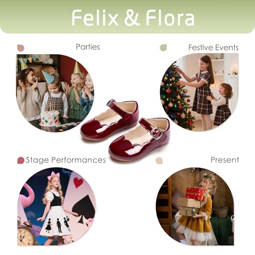 Image of Felix & Flora Toddler Flower Girl Dress Shoes - Baby Girl Ballet Mary Jane Flats for Party School Wedding
