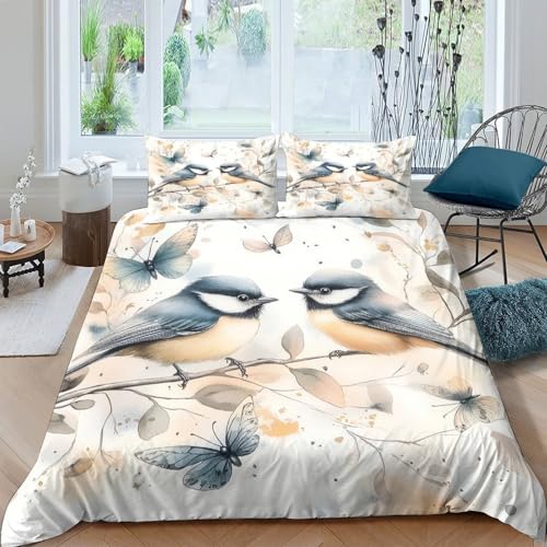 Parure de lit oiseau plumage orange housse de couette double microfibre - 4