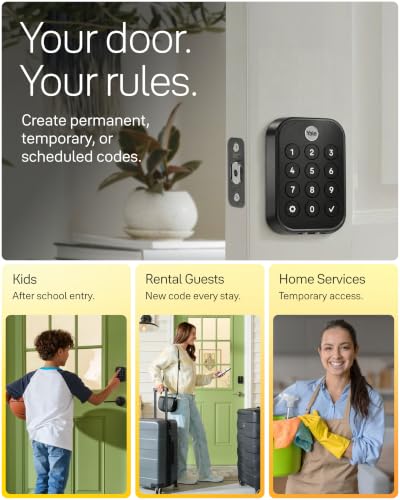 Image of Yale Security Lock 2 Deadbolt, Black Smart Keyless Entry Door Lock with Wi-Fi Connected Touch Keypad and Smart Lock, YRD430-WF1-BSP