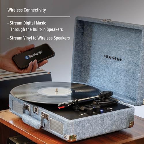 Image of Crosley CR8005F-WD Cruiser Plus Record Player, Washed Denim