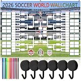 qiyeyeye 83x59 Inch World Cup Schedule Poster Soccer Party Decor Wallchart Trophy Showcase Backdrop Banner for International Office Bar and Fan Gift