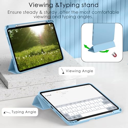 Image of ZryXal New iPad Pro 13 Inch Case (M5) 2025 / (M4) 2024 with Pencil Holder, Smart iPad Case [Support Pencil Pro and Pencil (USB-C)], Support Touch ID and Auto Wake /Sleep (Azure Blue)