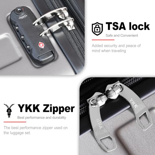 Image of KEYTANG Zebra Luggage Sets 3 Piece, 20 inch Carry On Luggage with Spinner Wheels, Hardside Business Travel Suitcase Set with TSA Lock, Lightweight Suitcase,20 /24 /28 inch,Silver