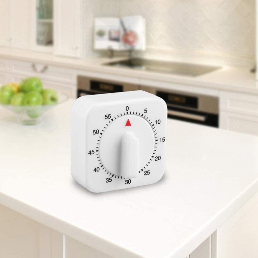 Generic 1 piece square kitchen clock Mechanical reminder Cute timer with 60 minutes for roasting, boiling eggs, pancakes, cookies, Silver - Image 5