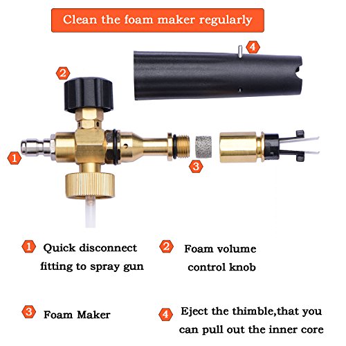 JWGJW 198 Snow Foam Lance Foam Cannon Foam Blaster 1/4" Quick Connector for Pressure Washer Gun - Thumbnail 4