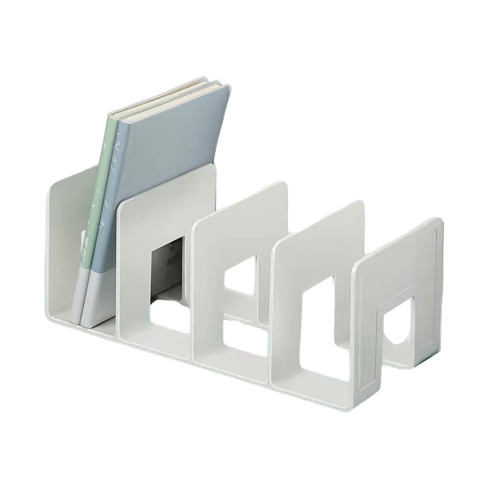 oringnat Desk Bookend 4 Compartments Bookend Multipurpose Desk Book End Magazine Book Stand Book Space Saving Desk