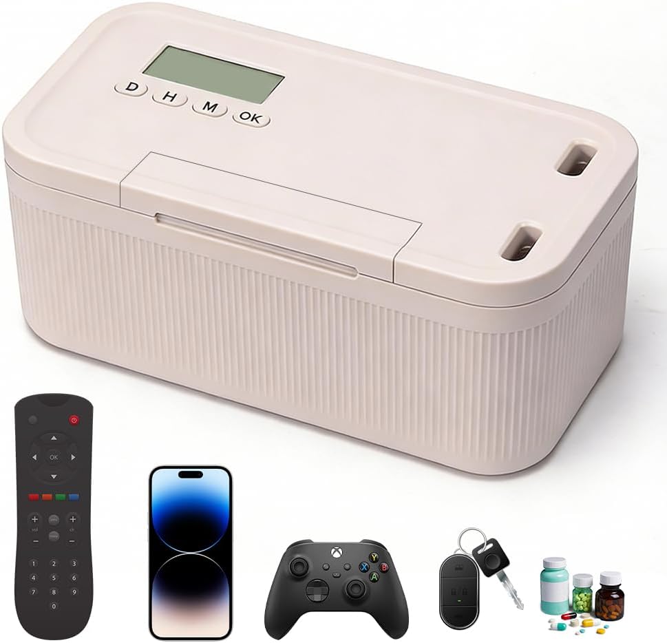 Safe Timed Lock Box Time Lock Box 23.9 x 13.1 x 9.6 cm Mobile Phone Safe with 2 Working Modes Mobile Phone Prison with Time Lock Time Locking Container for Addiction Management Secures