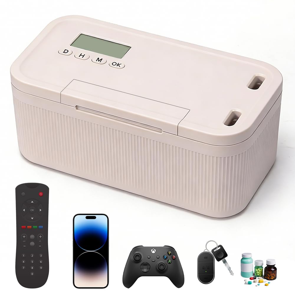Caja con Temporizador y Bloqueo Seguro, Caja fuerte con Temporizador, Caja de Seguridad con Temporizador, Caja de Seguridad de Autocontrol para Desenchufar Teléfonos y Control de Adicciones