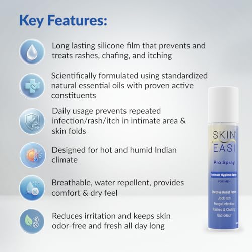 Image of Skineasi Pro Spray for Men | Jock Itch & Fungal Infection Relief Spray | Anti Chafing, Groin Rash & Itching Protection | Intimate Hygiene & Odour Control | Quick Dry Silicone Formula | 30ml