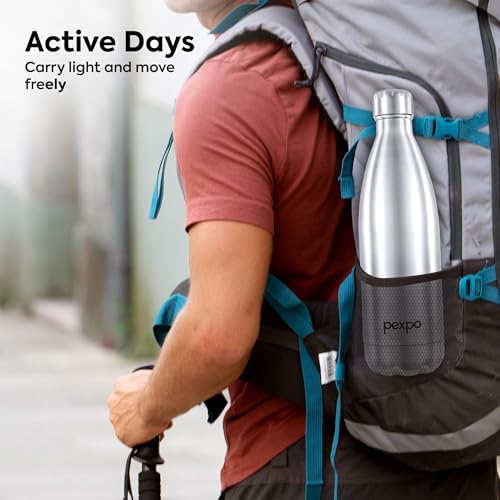 Image of Go24 pexpo Steel Water Bottle 750ml | Hot and Cold Flask | ISI Certified Stainless Steel| 3 Layer Insulation | Leakproof | for Home, Office | 2-Year Warranty |Electro| Silver
