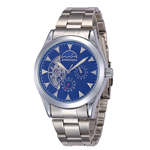 Preisvergleich Produktbild SHENHUA Fashion Herren beschichtet Glas Auto Mechanischer Leder / Edelstahl Strap Armbanduhr