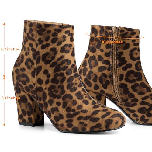 Allegra K Women's Round Toe Side Zip Chunky Heel Ankle Boots4