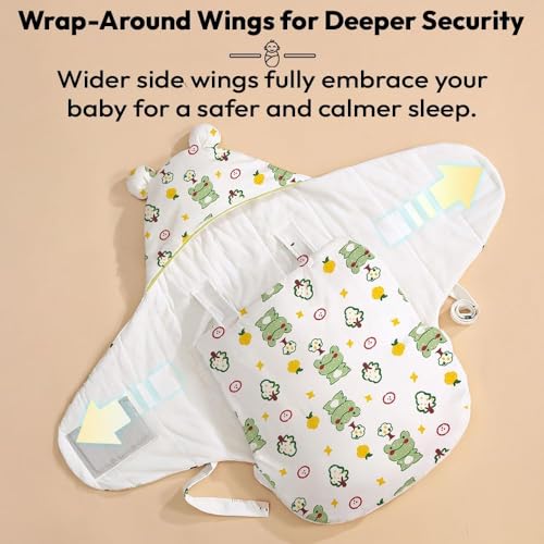 Image of StarAndDaisy Baby Swaddle Wrap for Newborn 0-9 Months, Baby Sleeping Bag Or Blanket, Muslin Swaddle for New Born Boys & Girls for All Season Frog Print