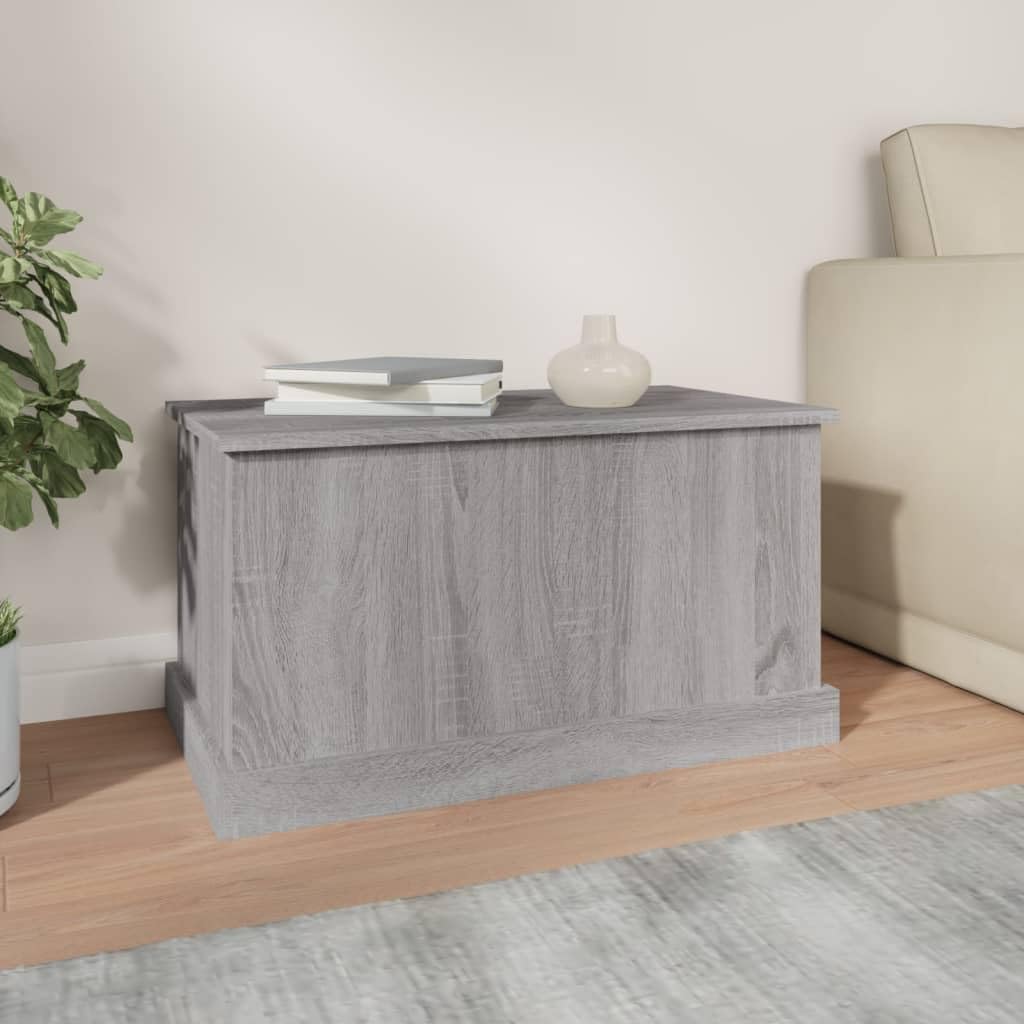 Baúl de almacenamiento gris Sonoma de madera 70 x 40 x 38 cm con tapa, baúl y caja para almacenamiento, organizador para pasillo, pasillo, dormitorio, salón