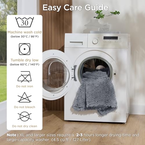 BEDSURE wasserdichte Hundedecke für große Hunde - 127 x 152 cm Langer Plüsch Hundedecke waschbar, Haustier Decke flauschig und weich, Schutzdecke Hundesofa, Batik-Grau