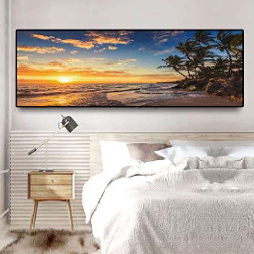 Art Mur Art Photos Toile Premium Coucher de Soleil Naturel et Mer Impression Haute Définition