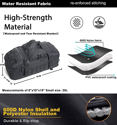 Wolfwarriorx Travel Duffle Bag For Men - Large Military Backpack Weekender Bag For Gym Traveling Tactical Workout Deployment Sports Overnight Basketball Soccer Tear & Water Resistant 30L #TOP2