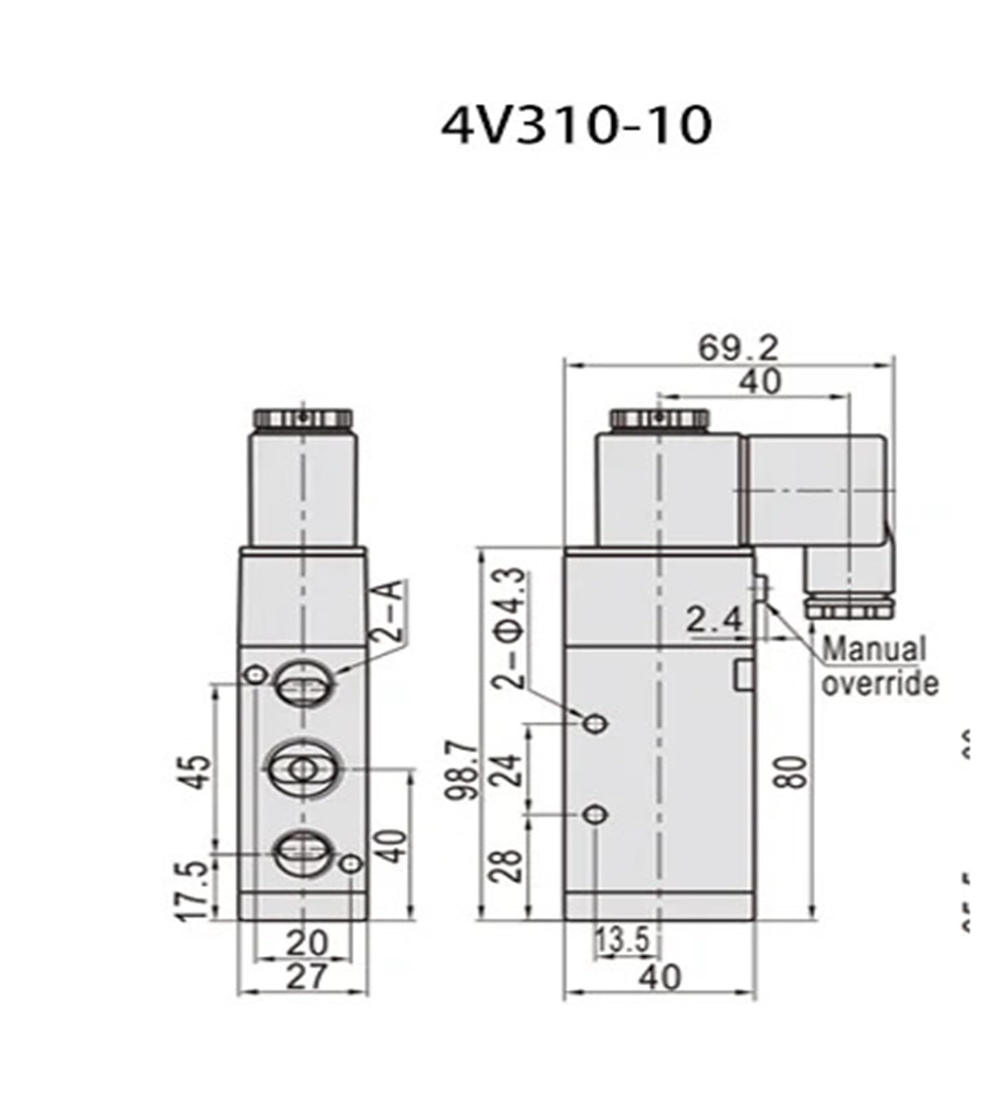 Electroválvula neumática 4V210-08(4V410-15 DC24)