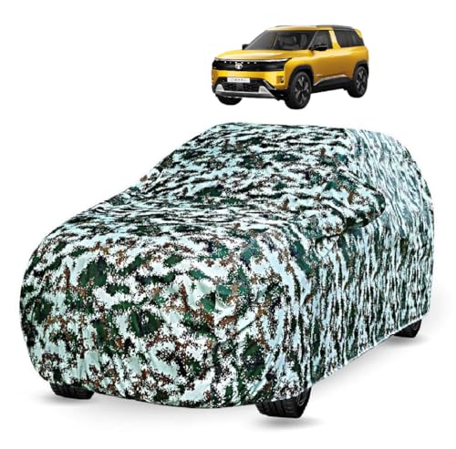 Image of Auto Hub Car Cover Compatible with Tata Sierra with Mirror Pocket, Soft Cotton Lining, Sierra Car Cover Waterproof - Forest Look