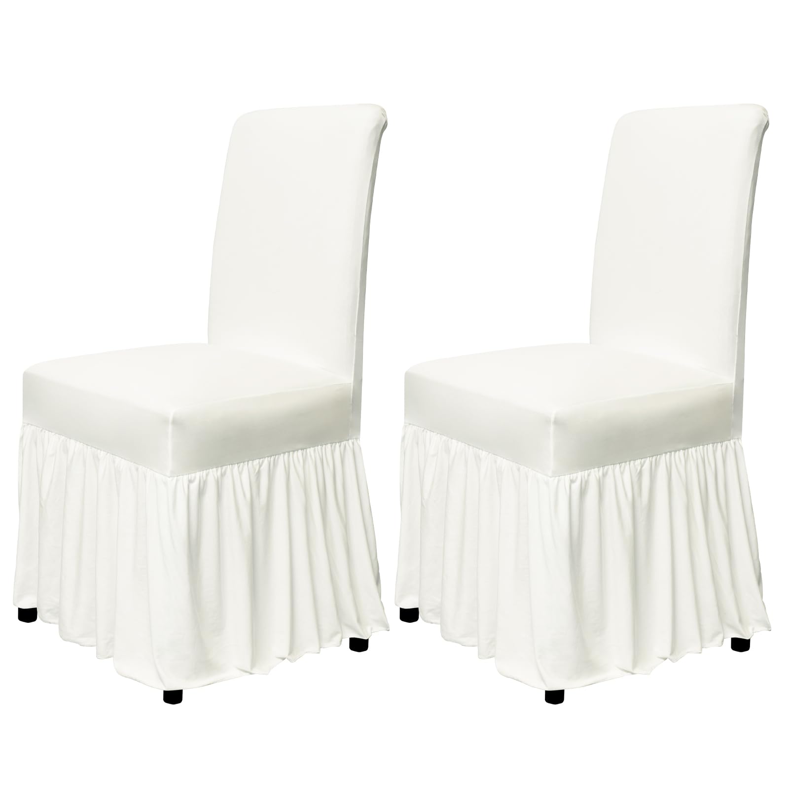 molasofa Chair Covers for Dining Room Set of 2 Stretch Chair Slipcovers with Skirt for Kitchen Seat Protectors Wedding Banquet Decor Kids Pets Spandex