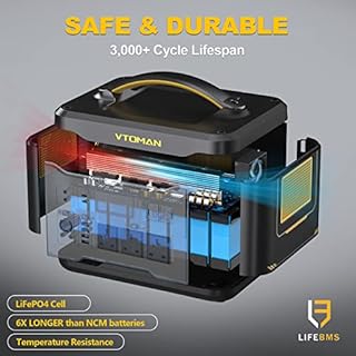 VTOMAN 1500W Portable Power Station - 828Wh Solar Generator LiFePO4 Battery Power Station, Dual 100W PD Type-C & Regulated DC, Capacity Expandable to 2376Wh for Camping, Travel, Off-grid Life, Backup