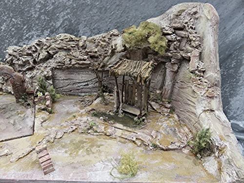 Paisaje con pesebre y cabaña 100% hecho a mano