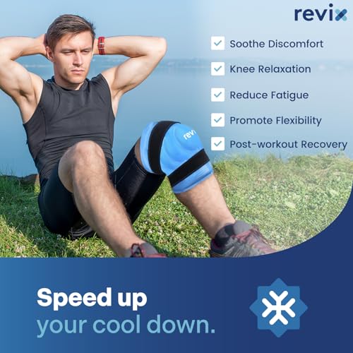 Image of REVIX 19 inch Extra Large Knee Ice Pack Wrap Around Entire Knee, Reusable Gel Cold Pack for Discomfort and Post-Workout Fatigue, Cold Compress, Enhance Comfort and Recovery