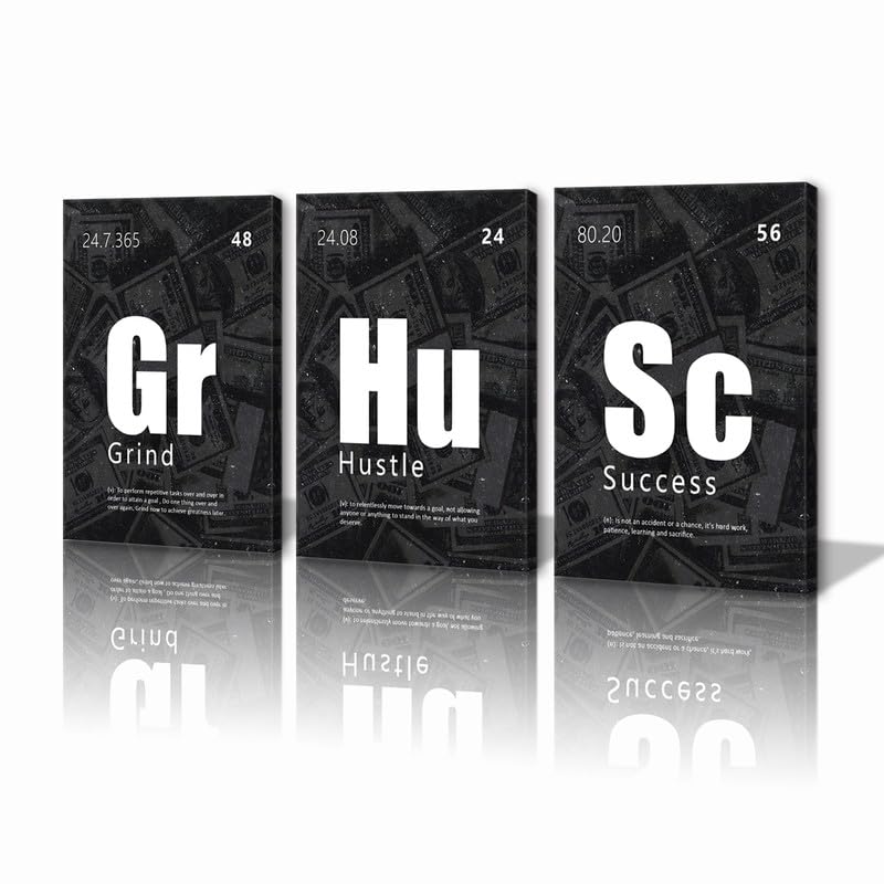 Impression sur toile haute définition avec lettrage moderne Grind Hustle Success