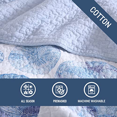 Tommy Bahama - King Quilt Set, Reversible Cotton Bedding with Matching Shams, Coastal Inspired Bedding Essentials (Ocean Isle Blue, King) - Image 8